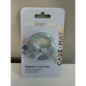 LoveShackFancy Case-Mate Magnetic Loop Grip OS Blue Bow MagSafe NWT